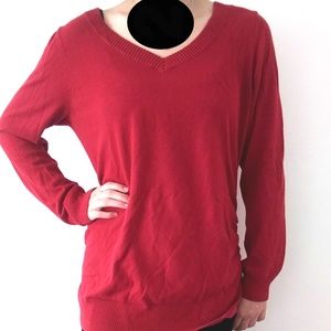 woman's red maternity sweater